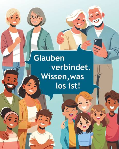 Gruppe von Menschen im Comicstil gezeichnet